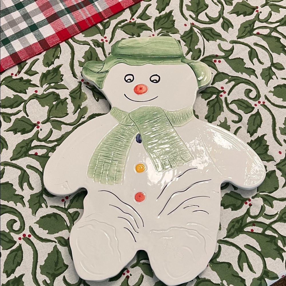 Vintage Snowman Ceramic Trivet